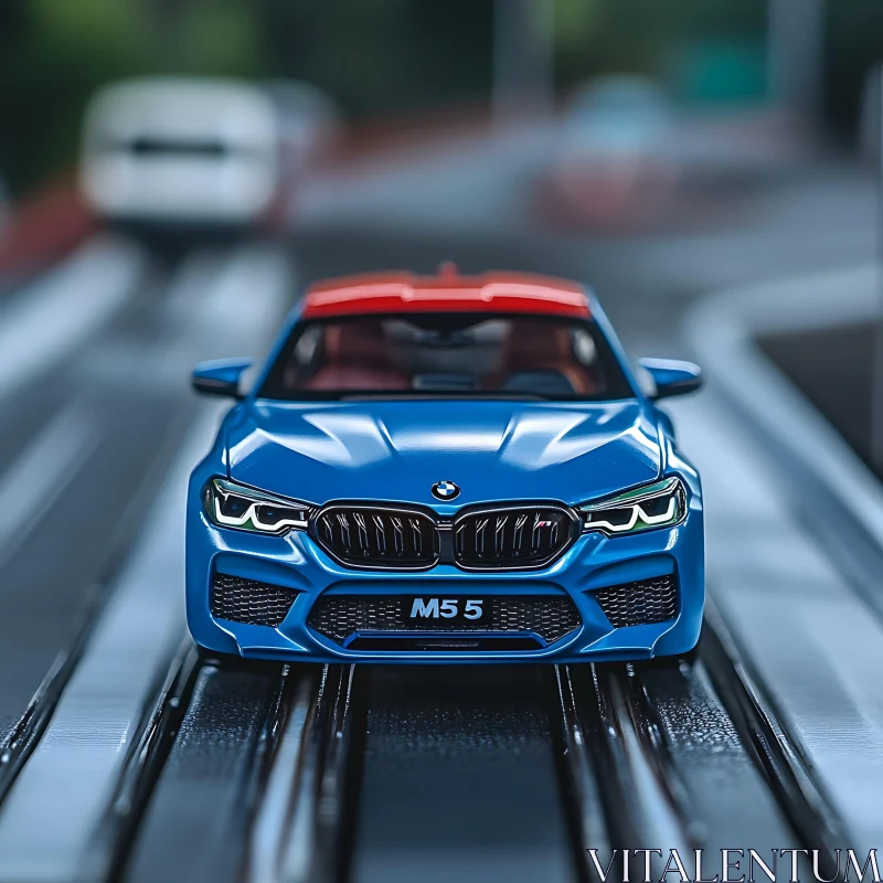 Detailed BMW Model Car with Red Roof AI Image