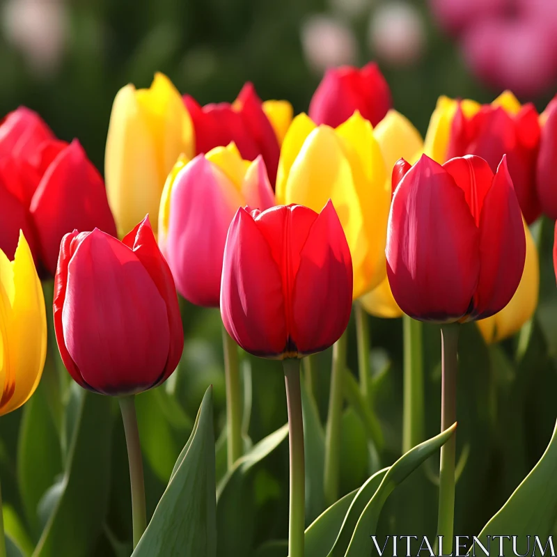 Vibrant Tulips in Full Bloom AI Image