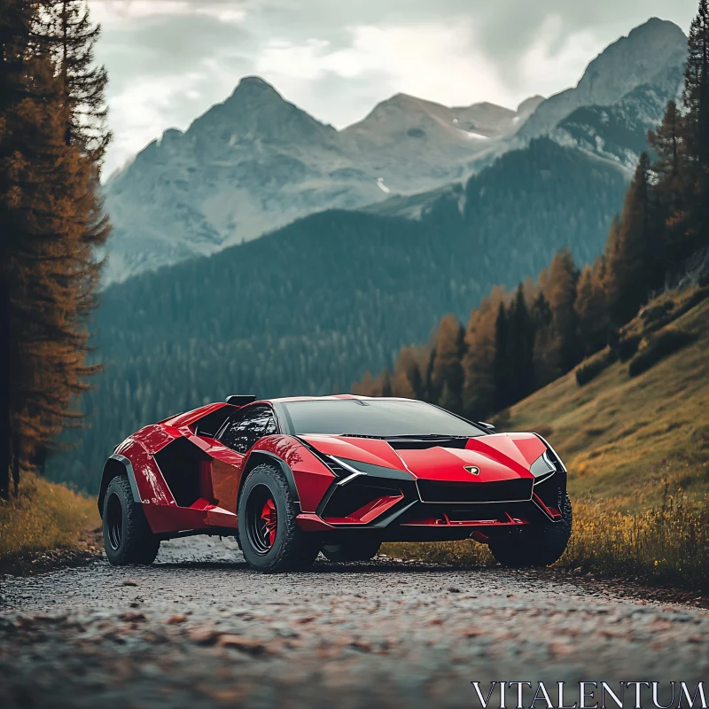 Luxury Sports Car Amidst Nature AI Image