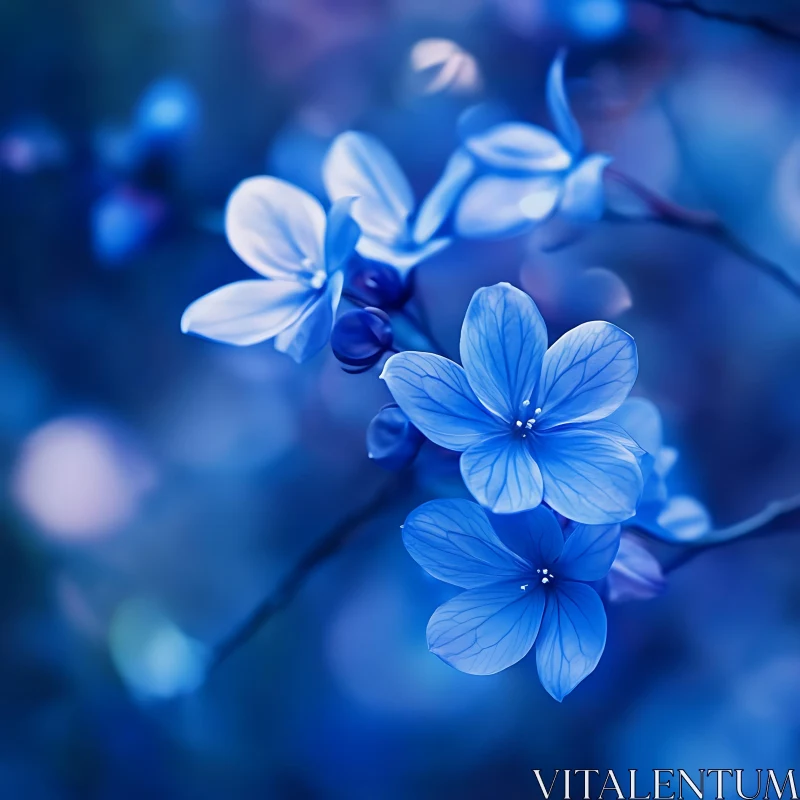 Delicate Blue Petals in Nature AI Image