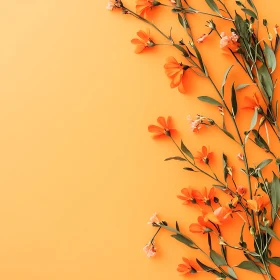 Elegant Orange Floral Composition on Orange Backdrop