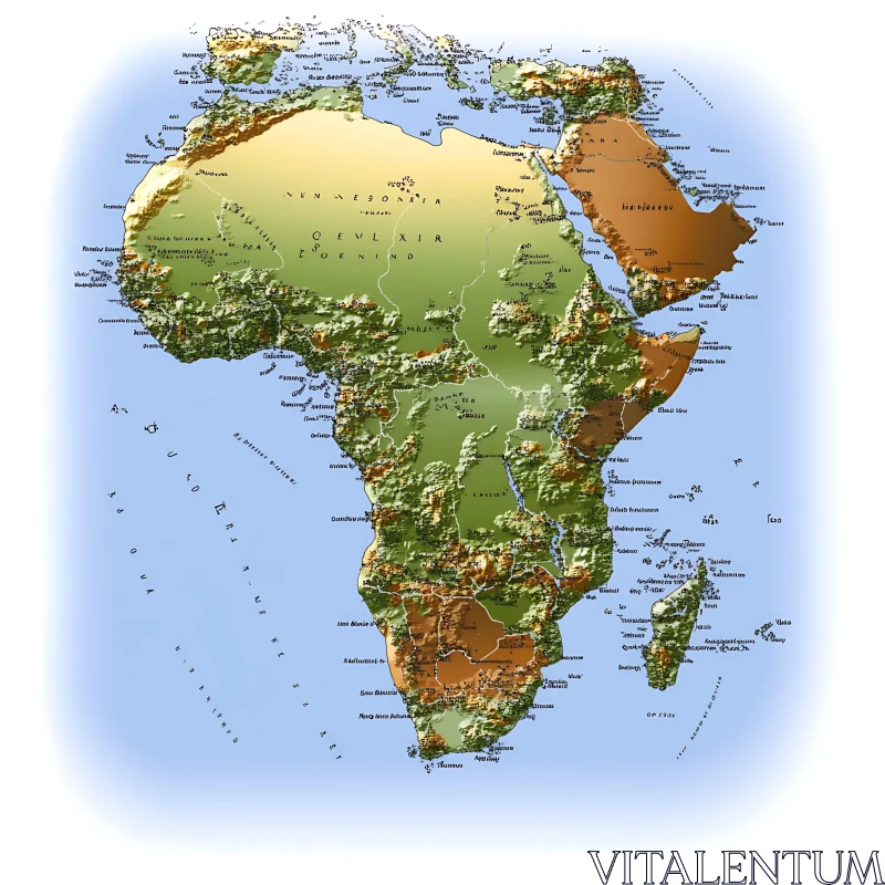 Topographic Map of African Continent AI Image