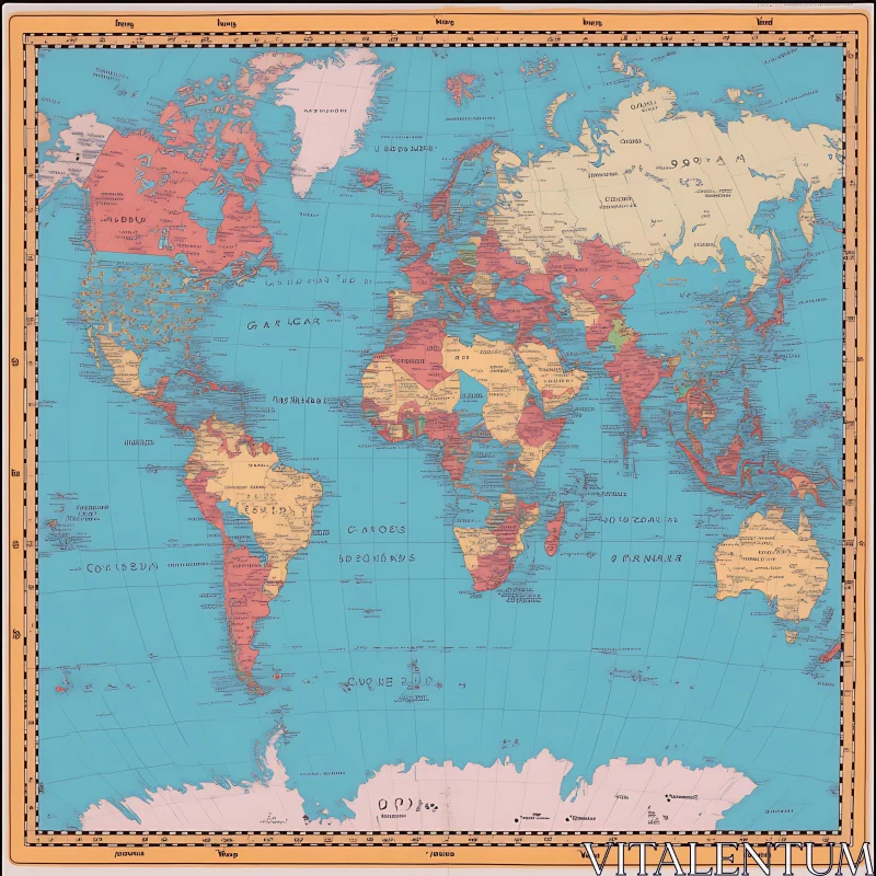 Geographical World Map with Labels AI Image