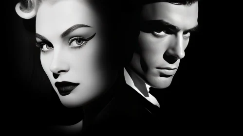 Classic Hollywood Glamour - A Noir-Inspired Dual Portrait