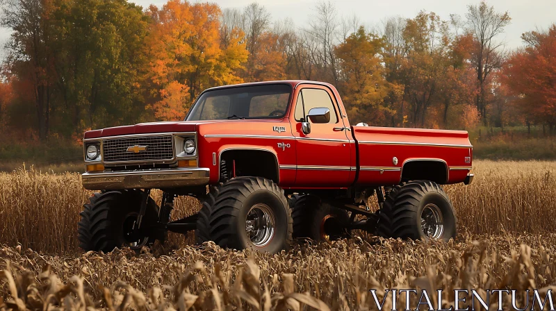 Vintage Off-Road Truck in Golden Field AI Image