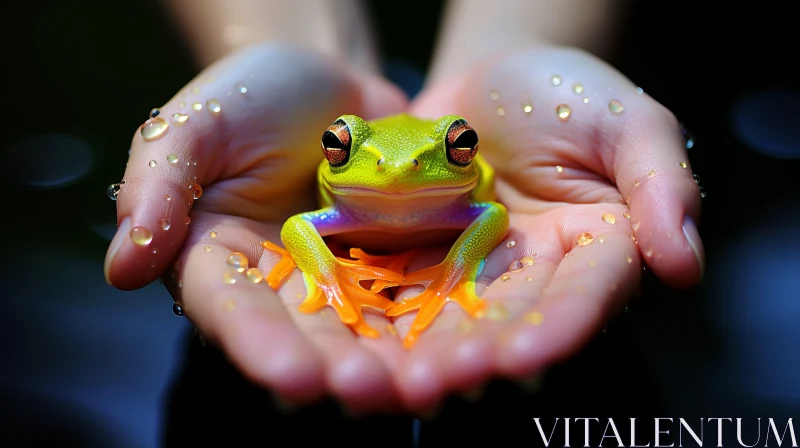Tropical Green Frog: A Study in Color and Innocence AI Image