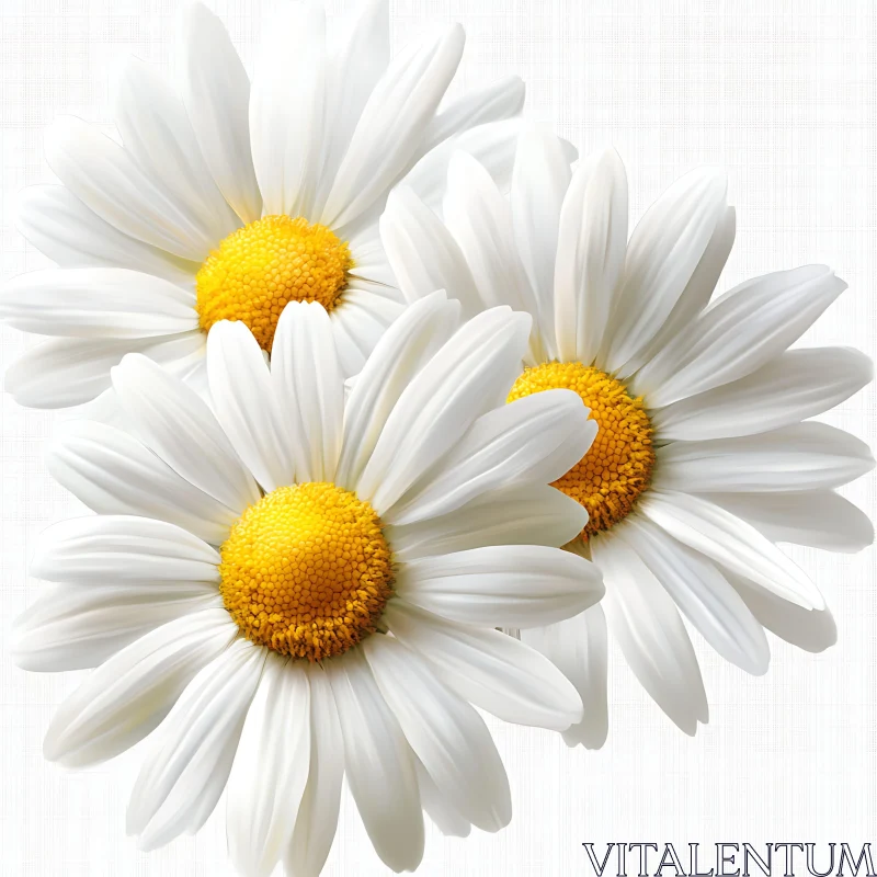 White Petal Daisies with Yellow Centers AI Image