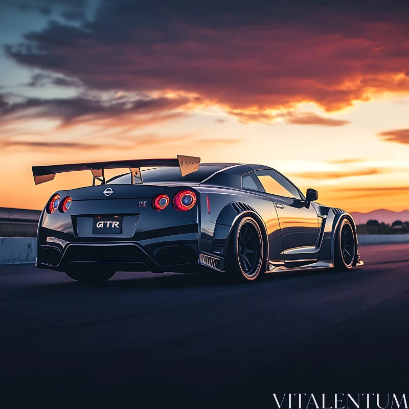 High-Performance GTR Against Sunset Sky AI Image