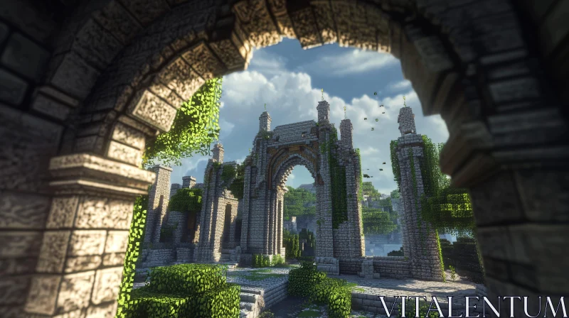 Ancient Stone Archway Ruins in Natural Light AI Image