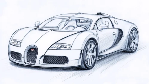 Detailed Drawing of a Luxury Sports Car - Automotive Art