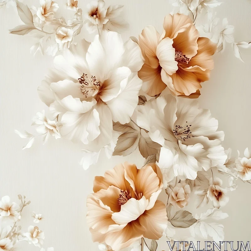 Delicate Blooming Flowers in Pastel Shades AI Image