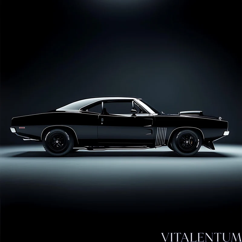 Sleek Vintage Muscle Car Side Profile AI Image