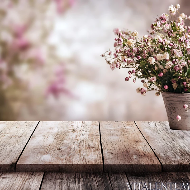 Rustic Table with Flower Bouquet