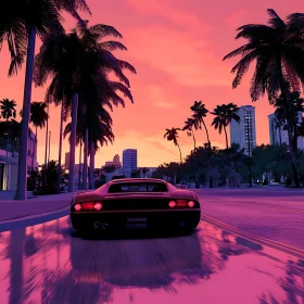 Urban Escape at Sunset with Palm Trees