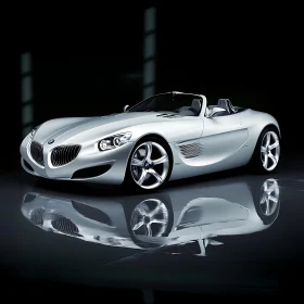 Elegant Silver Sports Convertible Reflection