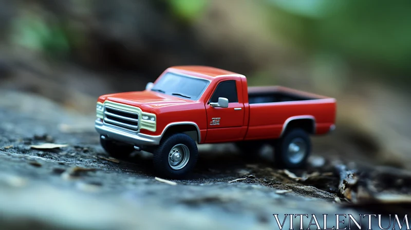 AI ART Miniature Red Pickup Truck