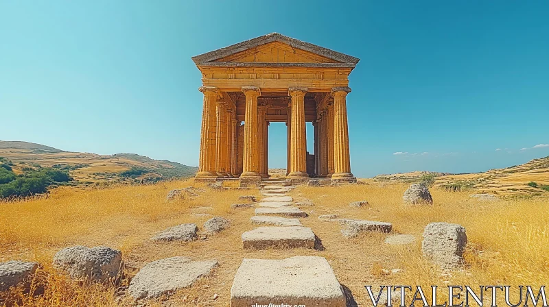 Historical Temple with Columns Amidst Arid Terrain Historical Temple with Columns Amidst Arid Terrain