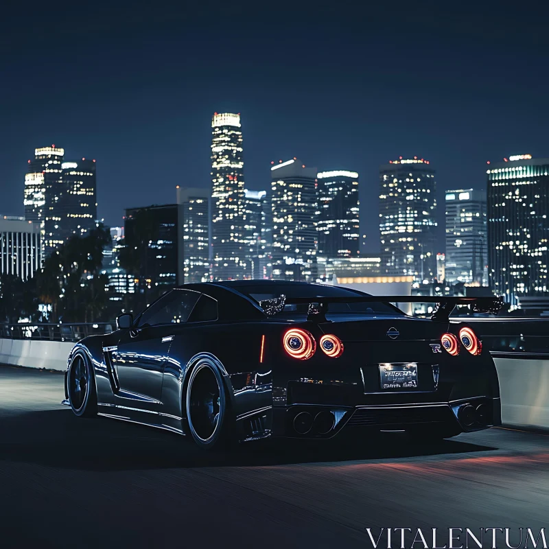 Urban Nightlife with Modern Sports Car Urban Nightlife with Modern Sports Car
