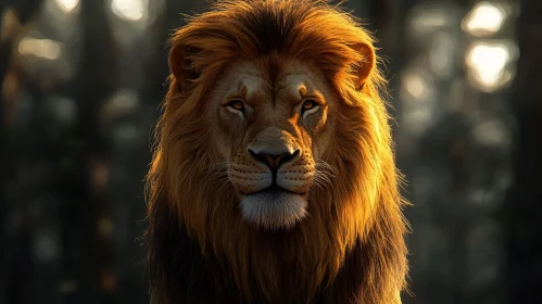 Golden Maned Lion Portrait