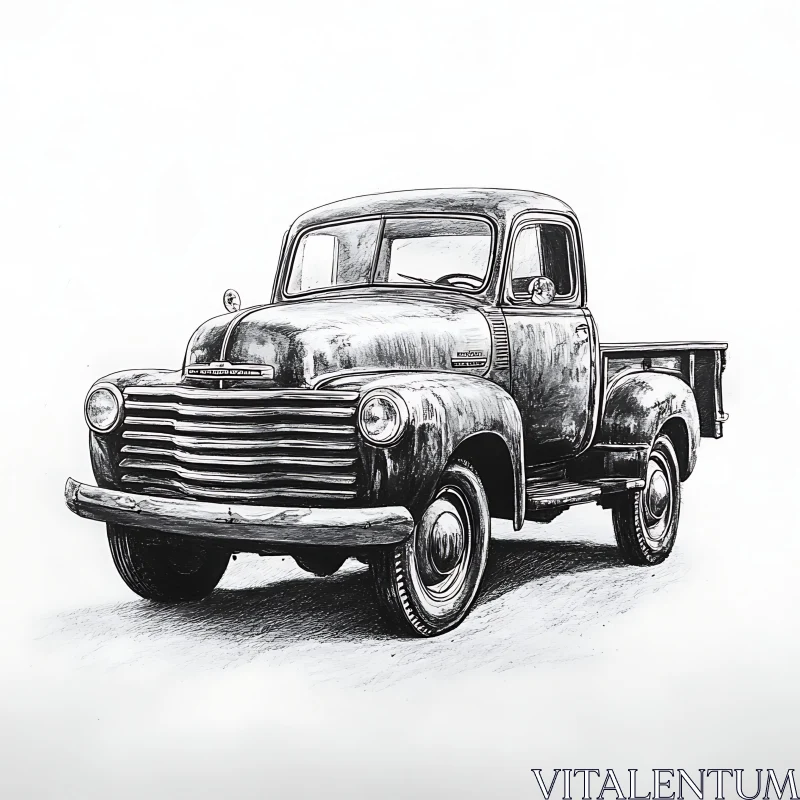 Classic Truck Ink Drawing
