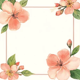 Botanical Pink Flower Border
