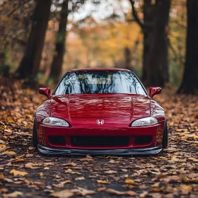 Honda Car Among Autumn Leaves