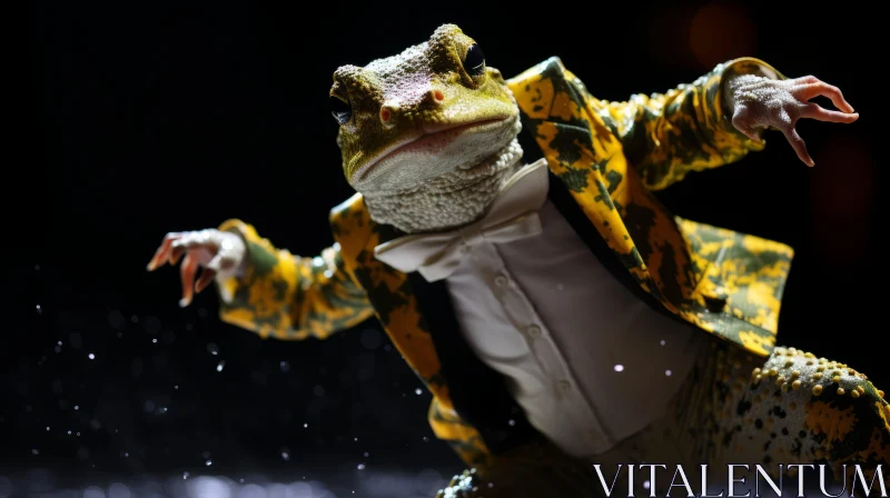 Stylish Frog in Yellow Suit: A Spectacle of Maximalism AI Image