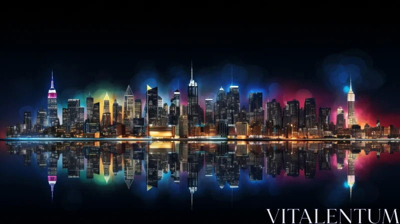 AI ART Night View of New York City: A Colorful Urban Fairy Tale