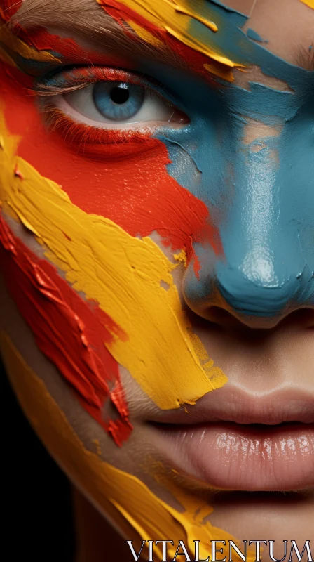 Vibrant Colorful Face Painting | Photorealist Details AI Image