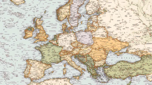 Vintage Europe Map with Historical Boundaries