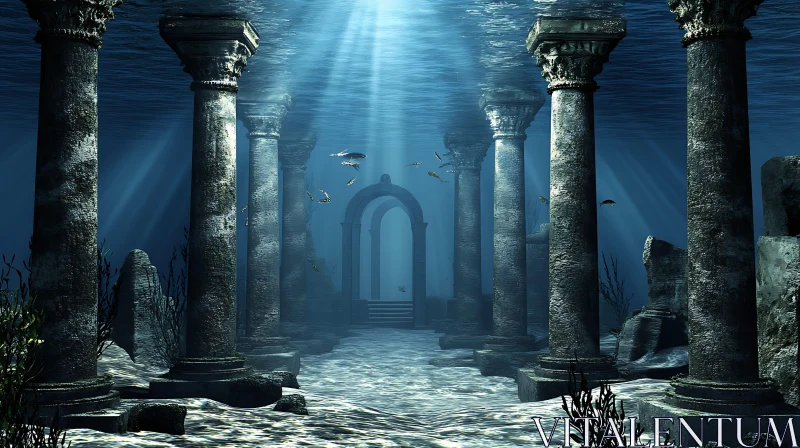 Submerged Ancient Architecture AI Image