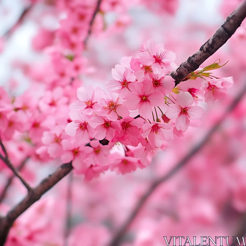 Vibrant Cherry Blossoms in Full Bloom AI Image