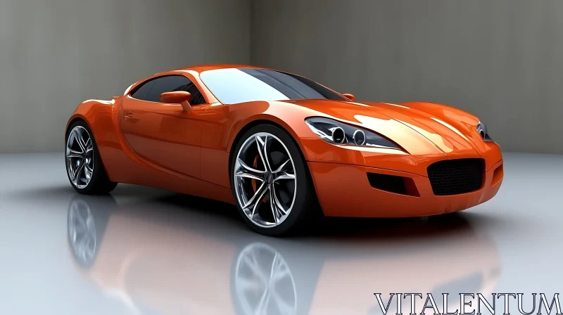 Modern Orange Sports Car with Smooth Aerodynamic Design AI Image