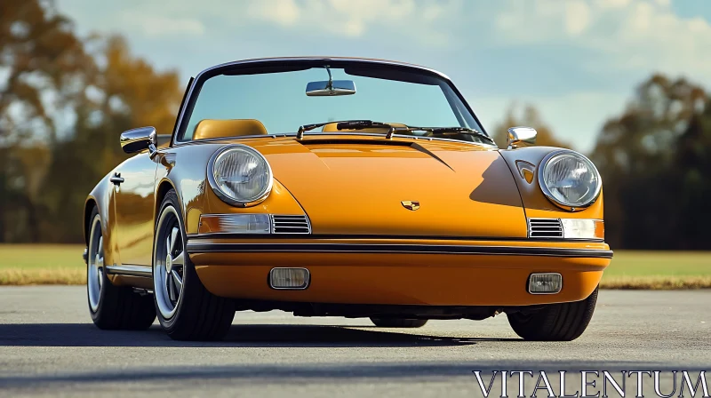 Vintage Yellow Convertible on a Scenic Road AI Image