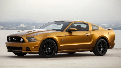 Golden Sporty Mustang Car