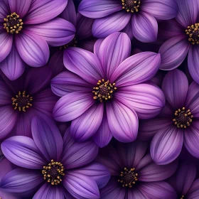 Detailed View of Purple Petals with Yellow Centers