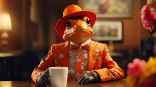 Frog in Orange Suit: A Pop Culture Parody