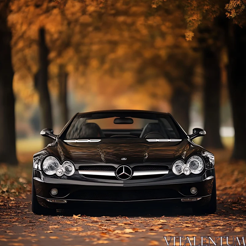 Mercedes Car in Autumn Setting AI Image