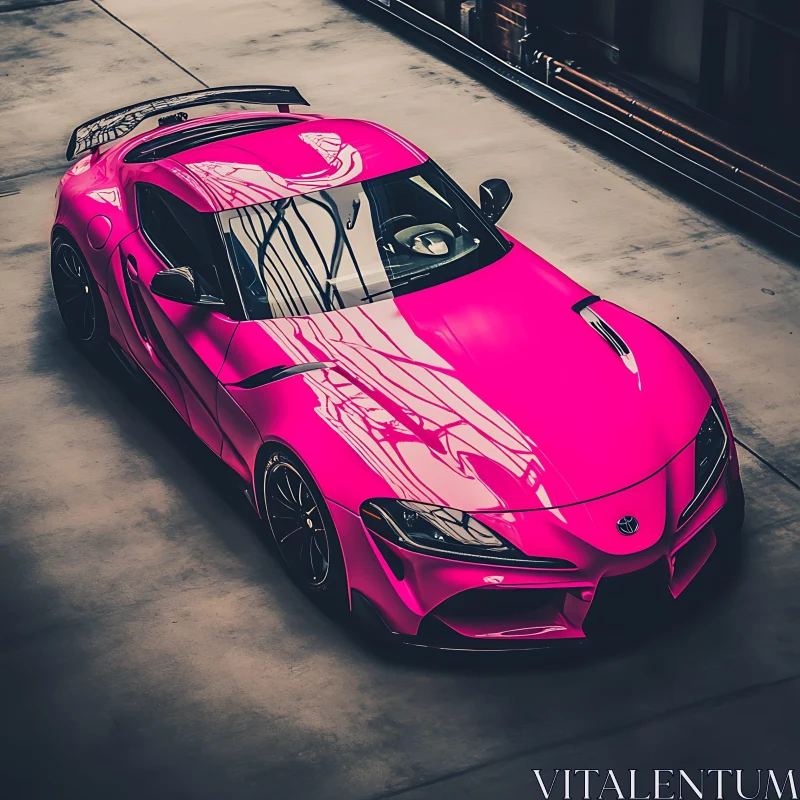 Stylish Pink Luxury Car AI Image