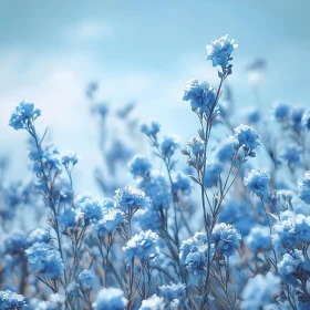 Serene Blue Flower Field in Springtime