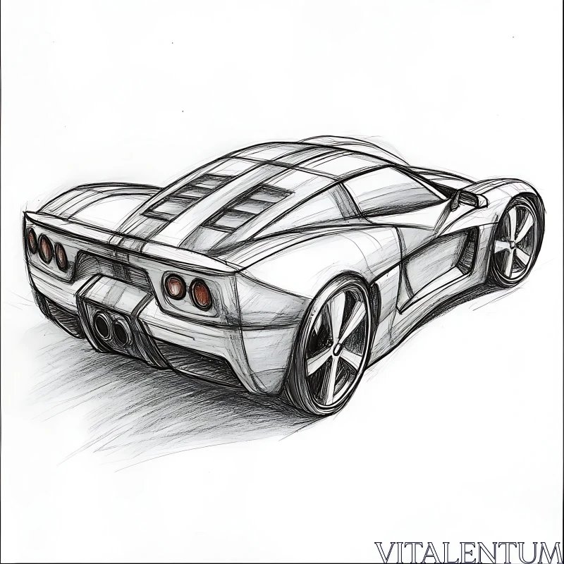 High-Performance Sports Car Pencil Drawing AI Image