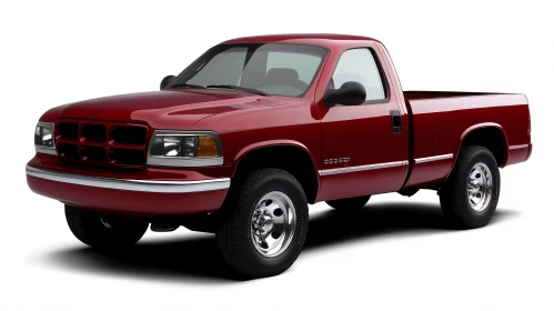 Sleek Red Truck on White Background