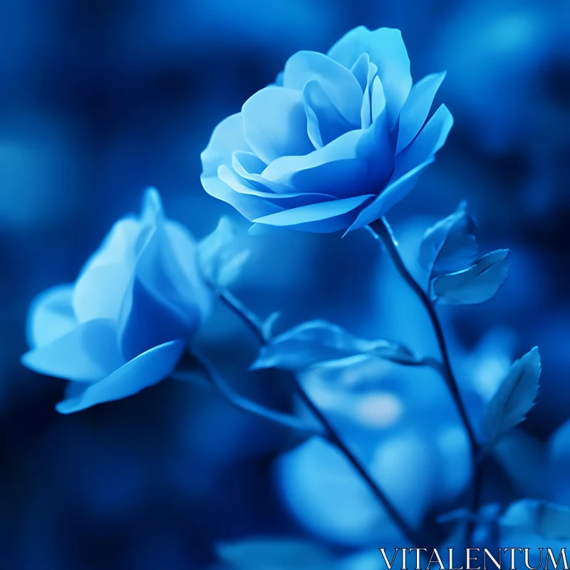 Serene Blue Rose Blossom AI Image