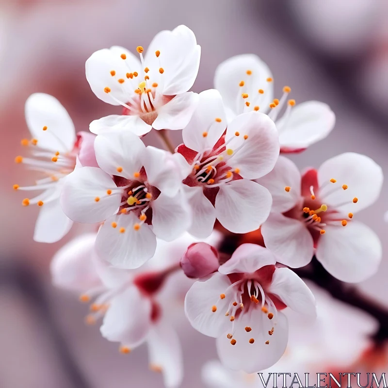 Blooming White and Pink Flowers AI Image