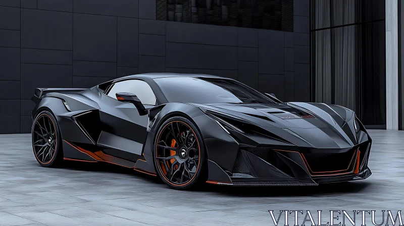 Futuristic Black Supercar with Sharp Angles AI Image