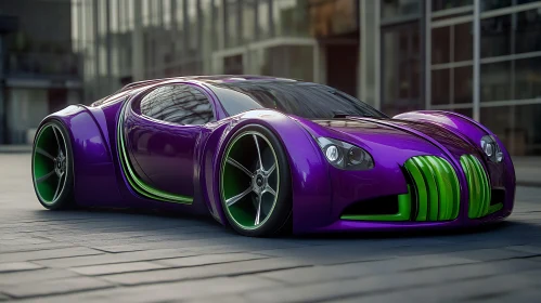 Modern Concept Car with Purple and Green Design