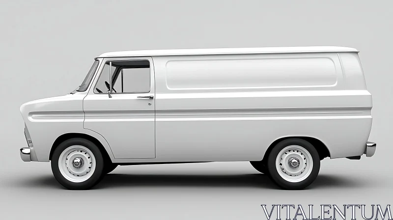 Classic White Van Side View AI Image