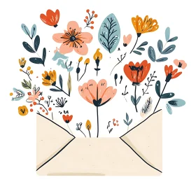 Flowers Blooming from an Envelope - Creative Artwork