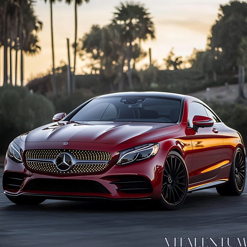 AI ART Modern Red Mercedes-Benz on Outdoor Road