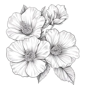 Detailed Floral Line Art